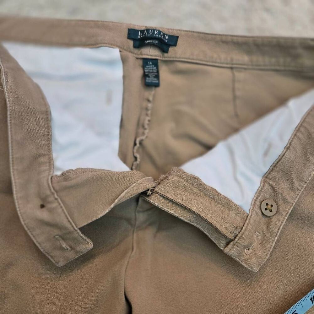 Lauren Ralph Lauren Adelle Tan Khaki Flat Front Chinos Pants 14 - Picture 8 of 8
